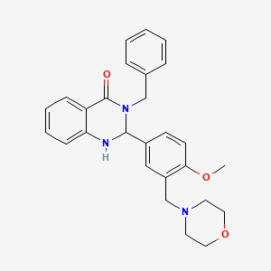 molecular formula C27H29N3O3 B1226912 2-[4-Methoxy-3-(4-morpholinylmethyl)phenyl]-3-(phenylmethyl)-1,2-dihydroquinazolin-4-one 