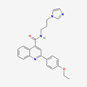 molecular formula C24H24N4O2 B1226915 2-(4-ethoxyphenyl)-N-[3-(1-imidazolyl)propyl]-4-quinolinecarboxamide 