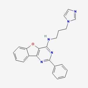 molecular formula C22H19N5O B1226919 N-[3-(1-imidazolyl)propyl]-2-phenyl-4-benzofuro[3,2-d]pyrimidinamine 