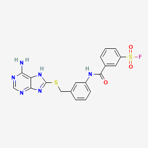 molecular formula C19H15FN6O3S2 B1226926 8-(3-(3-Fluorosulfonylbenzamido)benzylthio)adenine CAS No. 17730-86-8