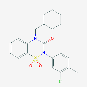 molecular formula C21H23ClN2O3S B12269459 2-(3-Chloro-4-methylphenyl)-4-(cyclohexylmethyl)-1,1-dioxo-1lambda6,2,4-benzothiadiazin-3-one 