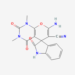 molecular formula C17H13N5O4 B1226952 7'-amino-1',3'-dimethyl-2,2',4'-trioxo-6'-spiro[1H-indole-3,5'-pyrano[2,3-d]pyrimidine]carbonitrile 