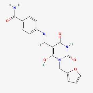 4-[[1-(2-Furanylmethyl)-2,4,6-trioxo-1,3-diazinan-5-ylidene]methylamino]benzamide