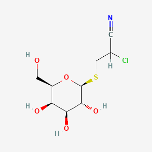 molecular formula C9H14ClNO5S B1226983 2'-Chloro-2'-cyanoethyl-1-thio-beta-D-galactopyranoside CAS No. 36373-29-2