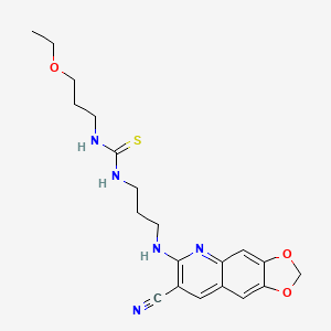 molecular formula C20H25N5O3S B1226997 1-[3-[(7-Cyano-[1,3]dioxolo[4,5-g]quinolin-6-yl)amino]propyl]-3-(3-ethoxypropyl)thiourea 