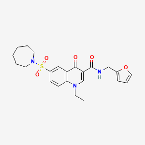 molecular formula C23H27N3O5S B1226998 6-(1-azepanylsulfonyl)-1-ethyl-N-(2-furanylmethyl)-4-oxo-3-quinolinecarboxamide 