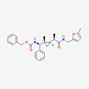molecular formula C28H32N2O4 B1226999 N-[(S)-[(1S,2R)-1-methyl-2-[(2R)-1-[(5-methyl-2-furanyl)methylamino]-1-oxopropan-2-yl]cyclopropyl]-phenylmethyl]carbamic acid (phenylmethyl) ester 