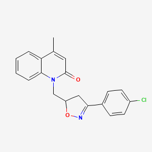 molecular formula C20H17ClN2O2 B1227019 1-[[3-(4-Chlorophenyl)-4,5-dihydroisoxazol-5-yl]methyl]-4-methyl-2-quinolinone 
