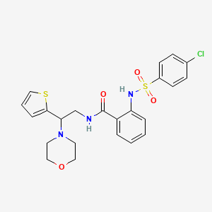 molecular formula C23H24ClN3O4S2 B1227044 2-[(4-chlorophenyl)sulfonylamino]-N-[2-(4-morpholinyl)-2-thiophen-2-ylethyl]benzamide 