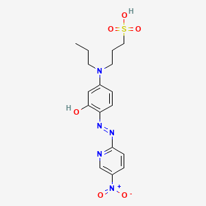 molecular formula C17H21N5O6S B1227068 3-[[4-[(5-Nitropyridin-2-yl)hydrazinylidene]-3-oxocyclohexa-1,5-dien-1-yl]-propylamino]propane-1-sulfonic acid 