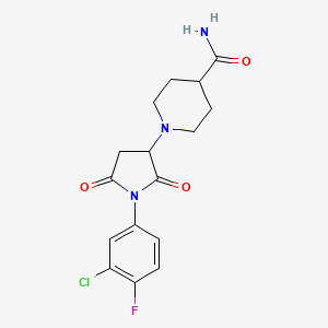 molecular formula C16H17ClFN3O3 B1227088 1-[1-(3-CHLORO-4-FLUOROPHENYL)-2,5-DIOXOTETRAHYDRO-1H-PYRROL-3-YL]-4-PIPERIDINECARBOXAMIDE 