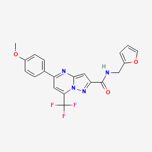 molecular formula C20H15F3N4O3 B1227095 N-(2-furanylmethyl)-5-(4-methoxyphenyl)-7-(trifluoromethyl)-2-pyrazolo[1,5-a]pyrimidinecarboxamide 