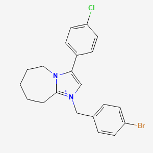 molecular formula C21H21BrClN2+ B1227105 1-[(4-bromophenyl)methyl]-3-(4-chlorophenyl)-6,7,8,9-tetrahydro-5H-imidazo[1,2-a]azepin-1-ium 