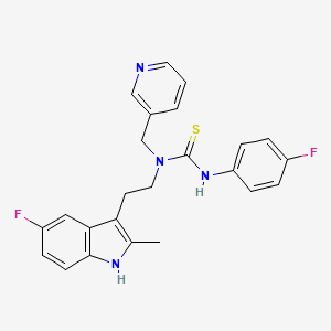 molecular formula C24H22F2N4S B1227109 1-[2-(5-fluoro-2-methyl-1H-indol-3-yl)ethyl]-3-(4-fluorophenyl)-1-(3-pyridinylmethyl)thiourea 