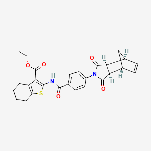 2-[4-((1R,2R,6S,7S)-3,5-Dioxo-4-aza-tricyclo[5.2.1.0*2,6*]dec-8-en-4-yl)-benzoylamino]-4,5,6,7-tetrahydro-benzo[b]thiophene-3-carboxylic acid ethyl ester