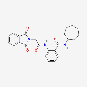 molecular formula C24H25N3O4 B1227139 N-CYCLOHEPTYL-2-[2-(1,3-DIOXO-2,3-DIHYDRO-1H-ISOINDOL-2-YL)ACETAMIDO]BENZAMIDE 