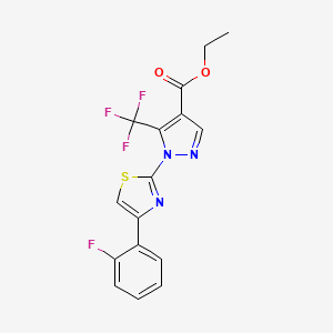 molecular formula C16H11F4N3O2S B1227144 ethyl 1-[4-(2-fluorophenyl)-1,3-thiazol-2-yl]-5-(trifluoromethyl)-1H-pyrazole-4-carboxylate CAS No. 955966-72-0