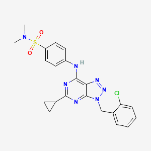 4-[[3-[(2-chlorophenyl)methyl]-5-cyclopropyl-7-triazolo[4,5-d]pyrimidinyl]amino]-N,N-dimethylbenzenesulfonamide