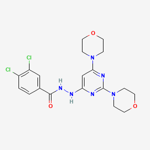 molecular formula C19H22Cl2N6O3 B1227152 N'-[2,6-BIS(MORPHOLIN-4-YL)PYRIMIDIN-4-YL]-3,4-DICHLOROBENZOHYDRAZIDE 