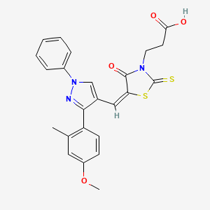 3-(5-{[3-(4-methoxy-2-methylphenyl)-1-phenyl-1H-pyrazol-4-yl]methylene}-4-oxo-2-thioxo-1,3-thiazolidin-3-yl)propanoic acid