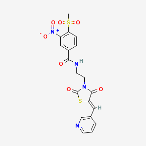 molecular formula C19H16N4O7S2 B1227175 N-[2-[(5Z)-2,4-dioxo-5-(pyridin-3-ylmethylidene)-1,3-thiazolidin-3-yl]ethyl]-4-methylsulfonyl-3-nitrobenzamide 