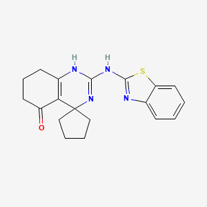 molecular formula C19H20N4OS B1227188 2-(1,3-Benzothiazol-2-ylamino)-5-spiro[1,6,7,8-tetrahydroquinazoline-4,1'-cyclopentane]one 
