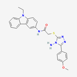 molecular formula C25H24N6O2S B1227212 2-[[4-amino-5-(4-methoxyphenyl)-1,2,4-triazol-3-yl]thio]-N-(9-ethyl-3-carbazolyl)acetamide 