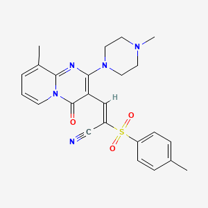 molecular formula C24H25N5O3S B1227218 (E)-3-[9-methyl-2-(4-methylpiperazin-1-yl)-4-oxopyrido[1,2-a]pyrimidin-3-yl]-2-(4-methylphenyl)sulfonylprop-2-enenitrile 