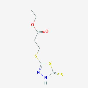 3-[(2-sulfanylidene-3H-1,3,4-thiadiazol-5-yl)thio]propanoic acid ethyl ester