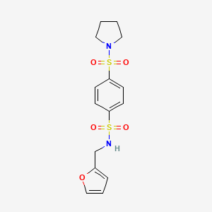 molecular formula C15H18N2O5S2 B1227239 N-(2-furanylmethyl)-4-(1-pyrrolidinylsulfonyl)benzenesulfonamide 