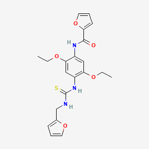 molecular formula C21H23N3O5S B1227240 N-[2,5-diethoxy-4-[[(2-furanylmethylamino)-sulfanylidenemethyl]amino]phenyl]-2-furancarboxamide 