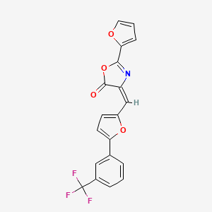 (4E)-2-(furan-2-yl)-4-[[5-[3-(trifluoromethyl)phenyl]furan-2-yl]methylidene]-1,3-oxazol-5-one