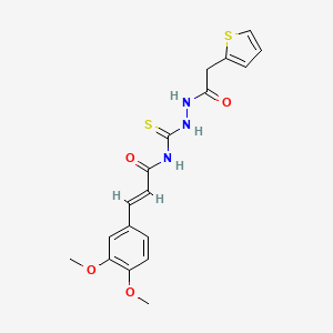 (E)-3-(3,4-dimethoxyphenyl)-N-[[(2-thiophen-2-ylacetyl)amino]carbamothioyl]prop-2-enamide