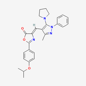 (4Z)-4-[(3-methyl-1-phenyl-5-pyrrolidin-1-ylpyrazol-4-yl)methylidene]-2-(4-propan-2-yloxyphenyl)-1,3-oxazol-5-one