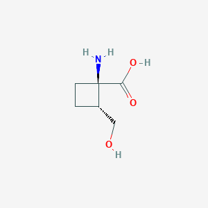 molecular formula C6H11NO3 B12272655 Cyclobutanecarboxylic acid, 1-amino-2-(hydroxymethyl)-, (1R,2R)-(9CI) 