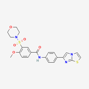 molecular formula C23H22N4O5S2 B1227290 N-[4-(6-imidazo[2,1-b]thiazolyl)phenyl]-4-methoxy-3-(4-morpholinylsulfonyl)benzamide 