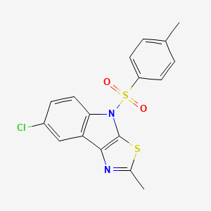 molecular formula C17H13ClN2O2S2 B1227308 7-Chloro-2-methyl-4-(4-methylphenyl)sulfonylthiazolo[5,4-b]indole 