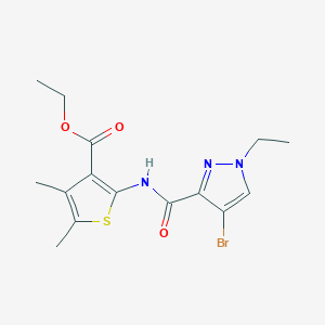 molecular formula C15H18BrN3O3S B1227309 ETHYL 2-(4-BROMO-1-ETHYL-1H-PYRAZOLE-3-AMIDO)-4,5-DIMETHYLTHIOPHENE-3-CARBOXYLATE 