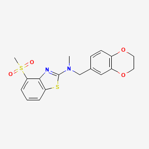 molecular formula C18H18N2O4S2 B12273283 N-[(2,3-dihydro-1,4-benzodioxin-6-yl)methyl]-4-methanesulfonyl-N-methyl-1,3-benzothiazol-2-amine 