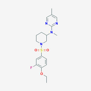 molecular formula C19H25FN4O3S B12273309 N-[1-(4-ethoxy-3-fluorobenzenesulfonyl)piperidin-3-yl]-N,5-dimethylpyrimidin-2-amine 