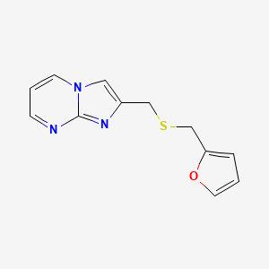 molecular formula C12H11N3OS B1227333 2-[(2-Furanylmethylthio)methyl]imidazo[1,2-a]pyrimidine 