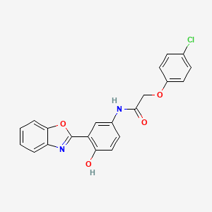 molecular formula C21H15ClN2O4 B1227338 N-[3-(3H-1,3-benzoxazol-2-ylidene)-4-oxo-1-cyclohexa-1,5-dienyl]-2-(4-chlorophenoxy)acetamide 