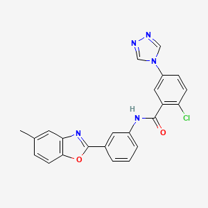 2-chloro-N-[3-(5-methyl-1,3-benzoxazol-2-yl)phenyl]-5-(1,2,4-triazol-4-yl)benzamide