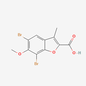molecular formula C11H8Br2O4 B1227350 5,7-Dibromo-6-methoxy-3-methyl-2-benzofurancarboxylic acid 