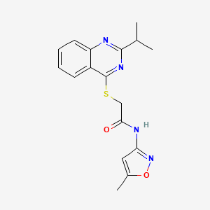 molecular formula C17H18N4O2S B1227356 N-(5-methyl-3-isoxazolyl)-2-[(2-propan-2-yl-4-quinazolinyl)thio]acetamide 
