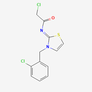 molecular formula C12H10Cl2N2OS B1227368 2-chloro-N-{3-[(2-chlorophenyl)methyl]-2,3-dihydro-1,3-thiazol-2-ylidene}acetamide CAS No. 732291-40-6