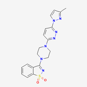 molecular formula C19H19N7O2S B12273689 3-{4-[6-(3-methyl-1H-pyrazol-1-yl)pyridazin-3-yl]piperazin-1-yl}-1lambda6,2-benzothiazole-1,1-dione 