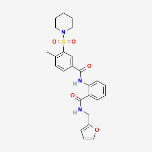 molecular formula C25H27N3O5S B1227379 N-{2-[(FURAN-2-YLMETHYL)CARBAMOYL]PHENYL}-4-METHYL-3-(PIPERIDINE-1-SULFONYL)BENZAMIDE 