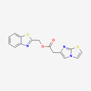 molecular formula C15H11N3O2S2 B1227384 1,3-benzothiazol-2-ylmethyl 2-imidazo[2,1-b][1,3]thiazol-6-ylacetate 