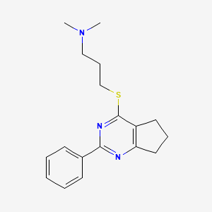 molecular formula C18H23N3S B1227399 N,N-dimethyl-3-[(2-phenyl-6,7-dihydro-5H-cyclopenta[d]pyrimidin-4-yl)thio]-1-propanamine 
